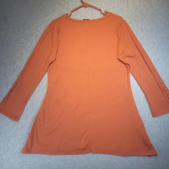 NOELLE Women's Orange Long Sleeve Flared Tunic with Large Buttons  ~ XL - Picture 7 of 9